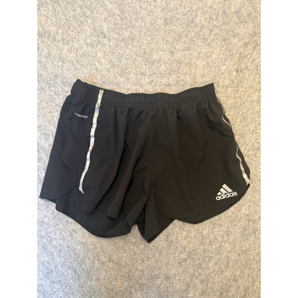 Adidas Mens L Running Shorts Black Aeroready Reflective Athletic Workout Gym